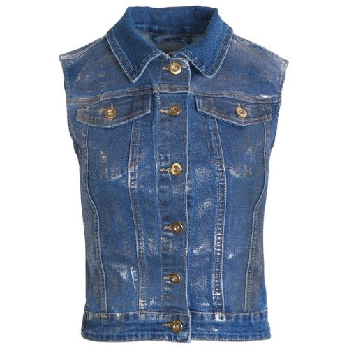 Front - AmyLynn Womens/Ladies Denim Sleeveless Vest Top