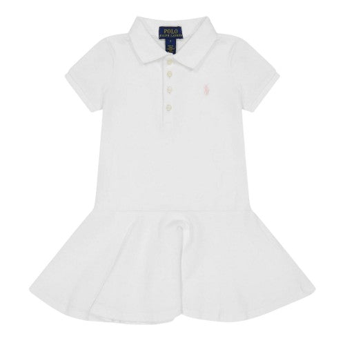 Front - Ralph Lauren Girls Collared Polo Shirt Dress
