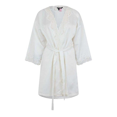 Front - Ralph Lauren Womens/Ladies Satin Lace Trim Robe