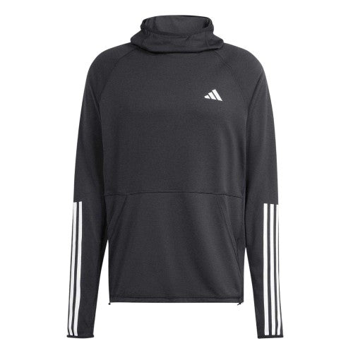 Front - Adidas Mens Own The Run 3 Stripes Hoodie