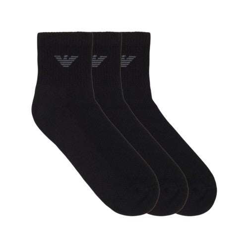 Front - Emporio Armani Mens Logo Trainer Socks (Pack of 3)