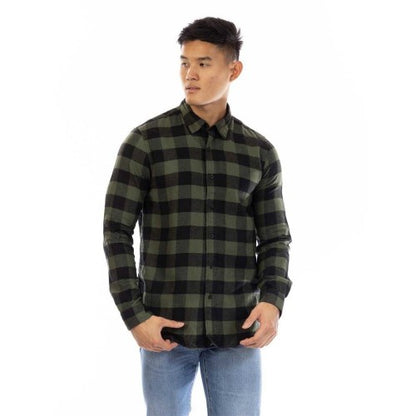 Front - Peter Werth Mens Brodie Checked Collared Long-Sleeved Shirt