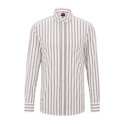 Front - Boss Mens Striped Spread Collar Long-Sleeved Shirt