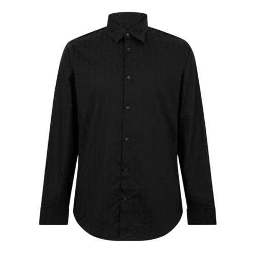 Front - Armani Exchange Mens Textured Point Collar Shirt