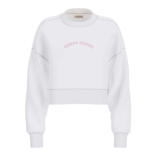 Front - Guess Womens/Ladies Logo Crop Sweatshirt