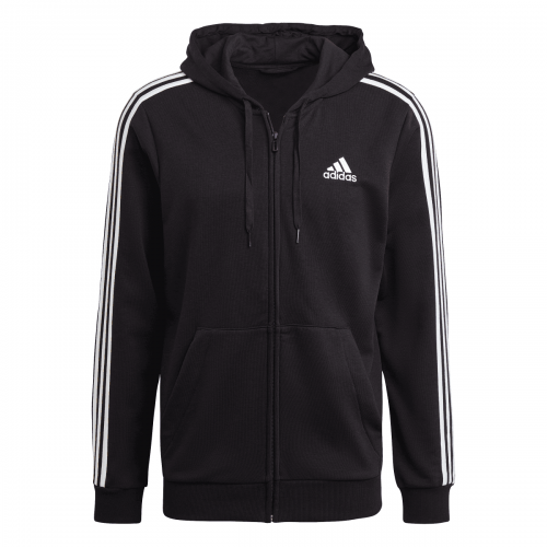 Front - Adidas Mens Essentials 3 Stripes Full Zip Hoodie