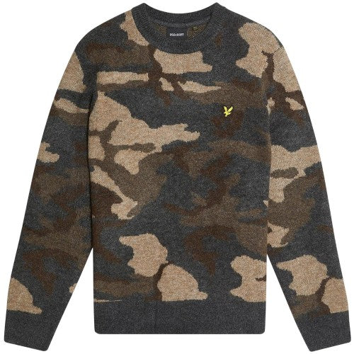 Front - Lyle & Scott Mens Camo Jumper
