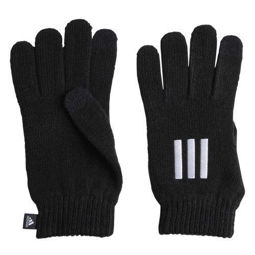 Front - Adidas Mens Cond Knitted 3 Stripes Gloves