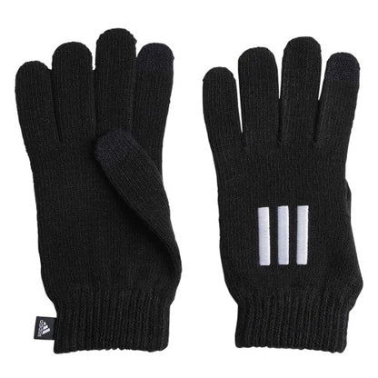 Front - Adidas Mens Cond Knitted 3 Stripes Gloves
