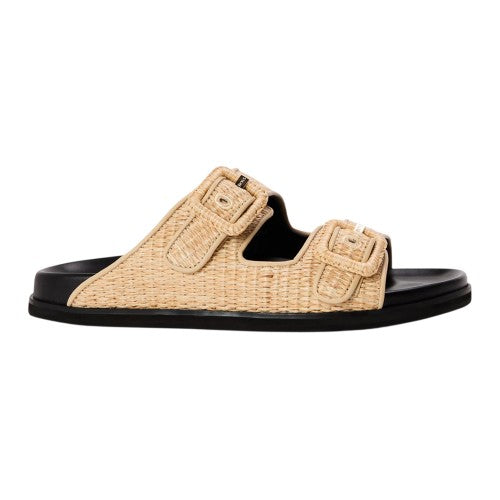 Front - Boss Womens/Ladies Freyah Raffia Double Buckle Flat Slippers