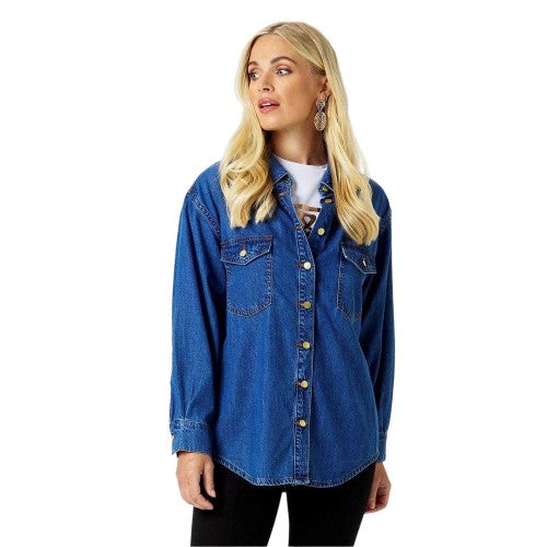 Front - Biba Womens/Ladies Biba Denim Long-Sleeved Shirt