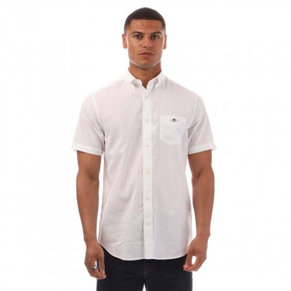 Front - Gant Mens Cotton Linen Short-Sleeved Shirt