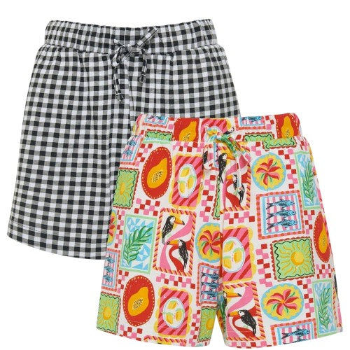 Front - Threadbare Womens/Ladies Eiren Regular Shorts (Pack of 2)