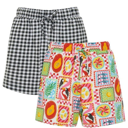 Front - Threadbare Womens/Ladies Eiren Regular Shorts (Pack of 2)