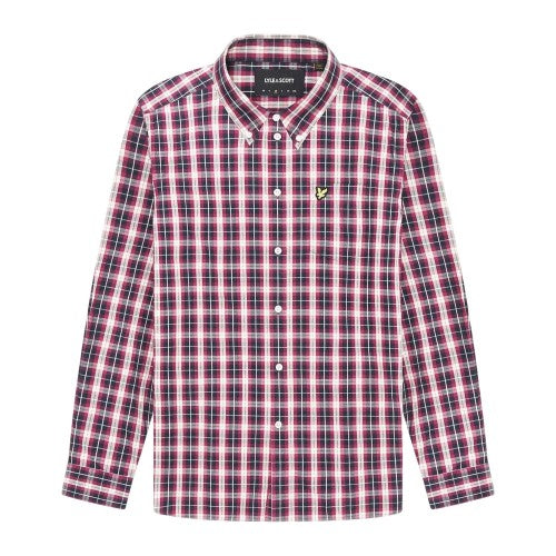 Front - Lyle & Scott Mens Checked Poplin Long-Sleeved Shirt