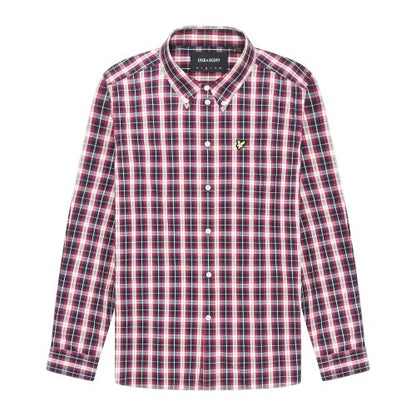 Front - Lyle & Scott Mens Checked Poplin Long-Sleeved Shirt