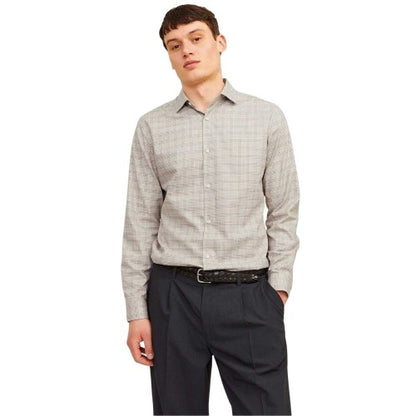 Front - Jack And Jones Mens Parker Plaid Cuffed Formal Shirt