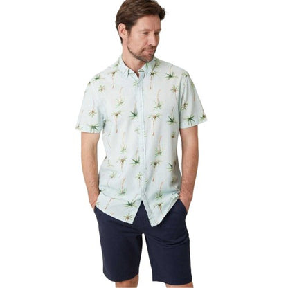 Front - Saltwell Mens Palm Print Regular Short-Sleeved Shirt