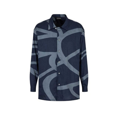 Front - Emporio Armani Mens Abstract Cotton Long-Sleeved Shirt