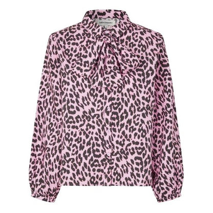 Front - Lollys Laundry Womens/Ladies Ellie Leopard Tie Neck Shirt