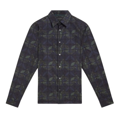 Front - Ted Baker Mens Floral Point Collar Long-Sleeved Shirt