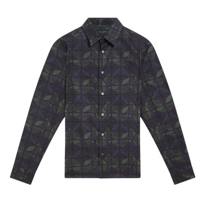 Front - Ted Baker Mens Floral Point Collar Long-Sleeved Shirt