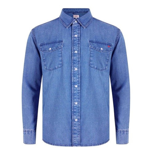 Front - Lee Cooper Mens Denim Collared Long-Sleeved Shirt