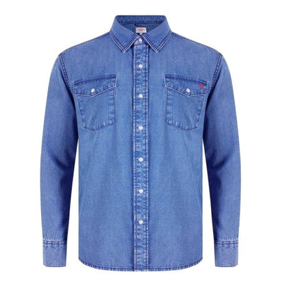 Front - Lee Cooper Mens Denim Collared Long-Sleeved Shirt