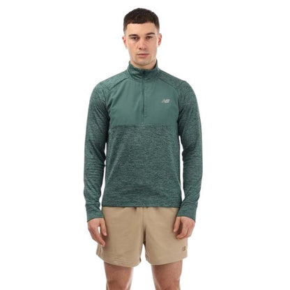 Front - New Balance Mens Heat Grid Half Zip Athletic Top