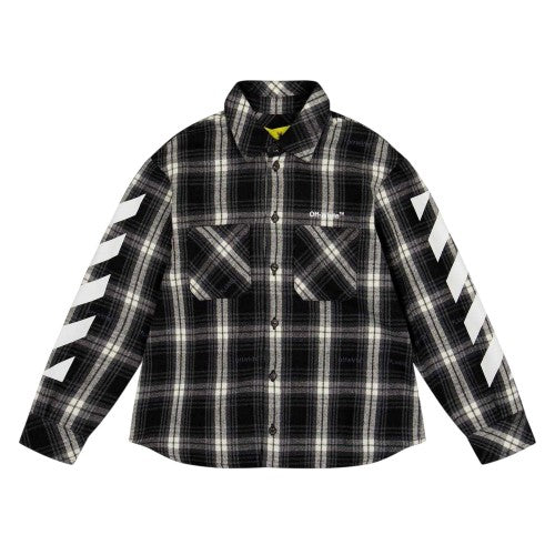 Front - Off White Boys Plaid Regular Shirt