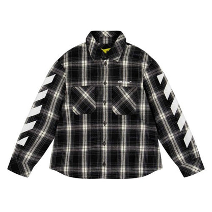 Front - Off White Boys Plaid Regular Shirt