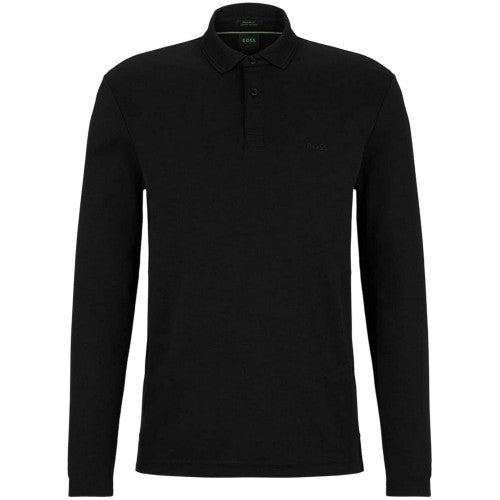 Front - Boss Mens Pirol Logo Long-Sleeved Polo Shirt