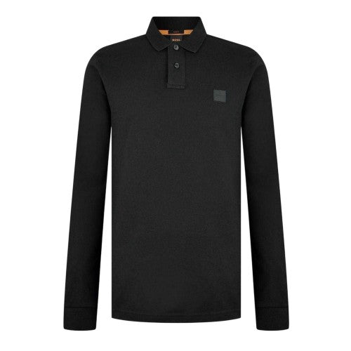 Front - Boss Mens Passerby Logo Long-Sleeved Polo Shirt