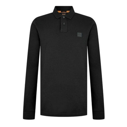 Front - Boss Mens Passerby Logo Long-Sleeved Polo Shirt