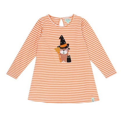 Front - Lilly & Sid Girls Witch Cat Mini Dress