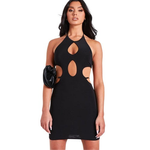 Front - Missy Empire Womens/Ladies Halter Neck Mini Dress