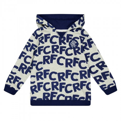 Front - Castore Childrens/Kids Rangers FC All-Over Print Hoodie