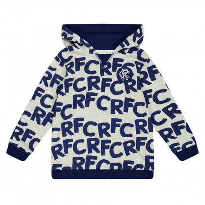 Front - Castore Childrens/Kids Rangers FC All-Over Print Hoodie