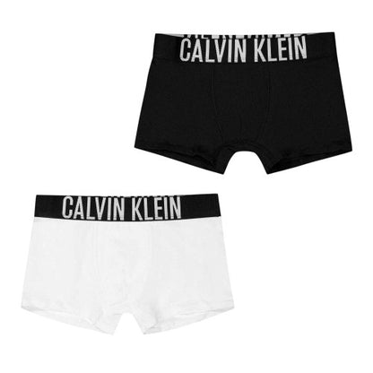 Front - Calvin Klein Boys Lettering Swimming Trunks (Pack of 2)