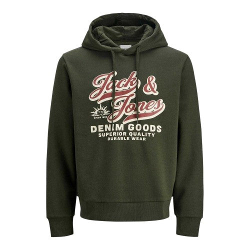 Front - Jack And Jones Mens Lettering Logo Long-Sleeved Hoodie