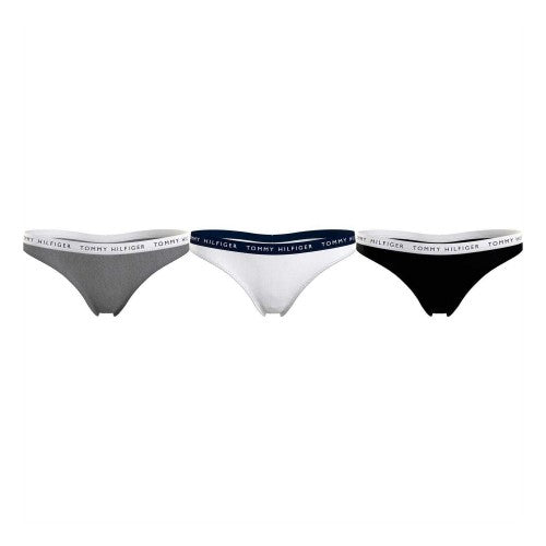 Front - Tommy Hilfiger Womens/Ladies Logo Cotton Thong (Pack of 3)