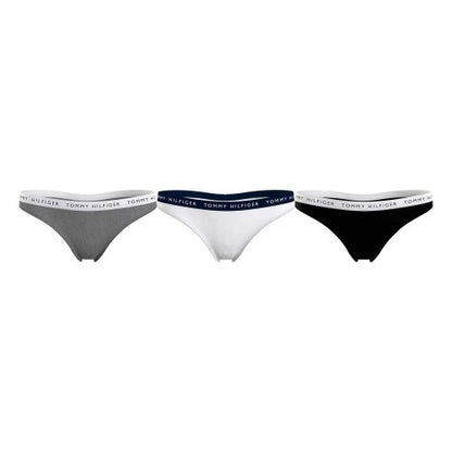 Front - Tommy Hilfiger Womens/Ladies Logo Cotton Thong (Pack of 3)