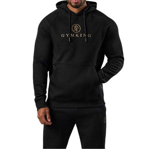 Front - Gym King Mens Lettering Raglan Hoodie
