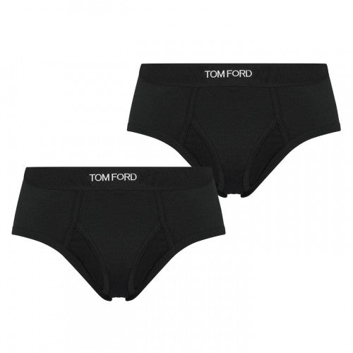 Front - Tom Ford Mens Logo Cotton Briefs (Pack of 2)