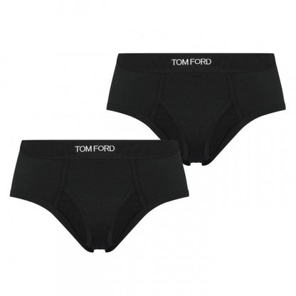 Front - Tom Ford Mens Logo Cotton Briefs (Pack of 2)