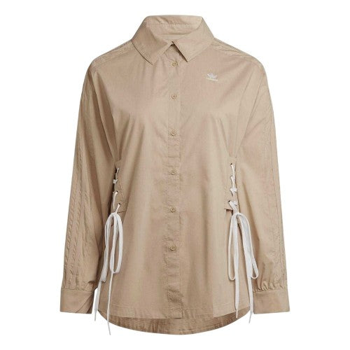 Front - Adidas Womens/Ladies Originals Lace Up Relaxed Fit Long-Sleeved Shirt