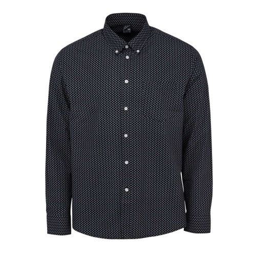 Front - Fabric Mens Patterned Poplin Long-Sleeved Shirt