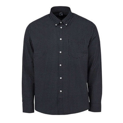 Front - Fabric Mens Patterned Poplin Long-Sleeved Shirt