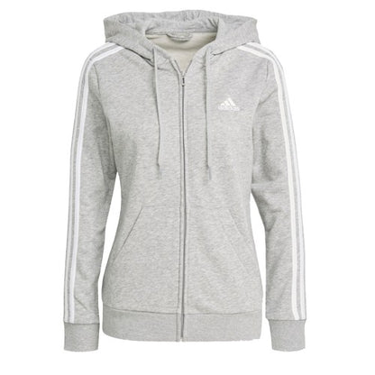 Front - Adidas Womens/Ladies Essentials Striped French Terry Full Zip Hoodie