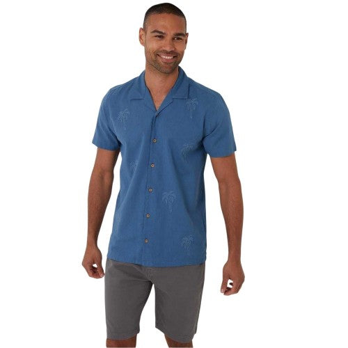 Front - Threadbare Mens Embroidered Short-Sleeved Shirt